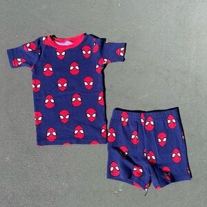 Kids Navy Spider Face Pajama Set - Red Accents